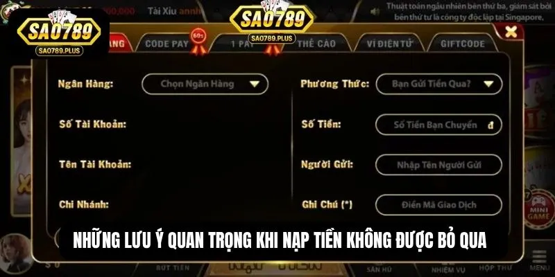 Những lưu ý quan trọng khi nạp tiền không được bỏ qua